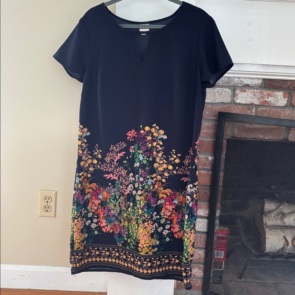 Merona Navy Blue Floral Dress - Picture 2 of 4